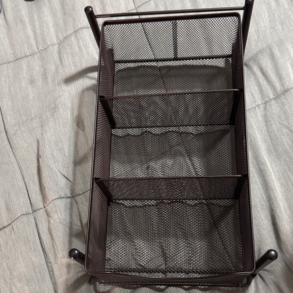 Brown Metal Mesh Storage Organizer